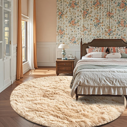 Area Rug Fluffy Faux-Fur Shag in Solid, Tie-Dye and Ombre Colors with Six available Room Sizes
