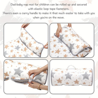 Toddler Nap Mat with Removable Pillow & Minky Blanket, Rollup Kids Sleeping Mat for Daycare Preschool