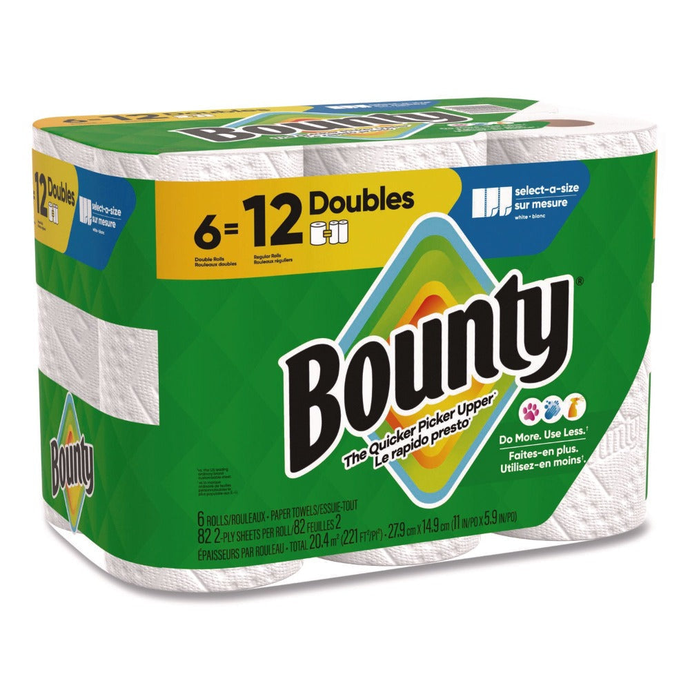 Bounty Select-A-Size Paper Towels 6 Double Rolls, 2-Ply 82 Sheets per Roll White Kitchen Paper Towel
