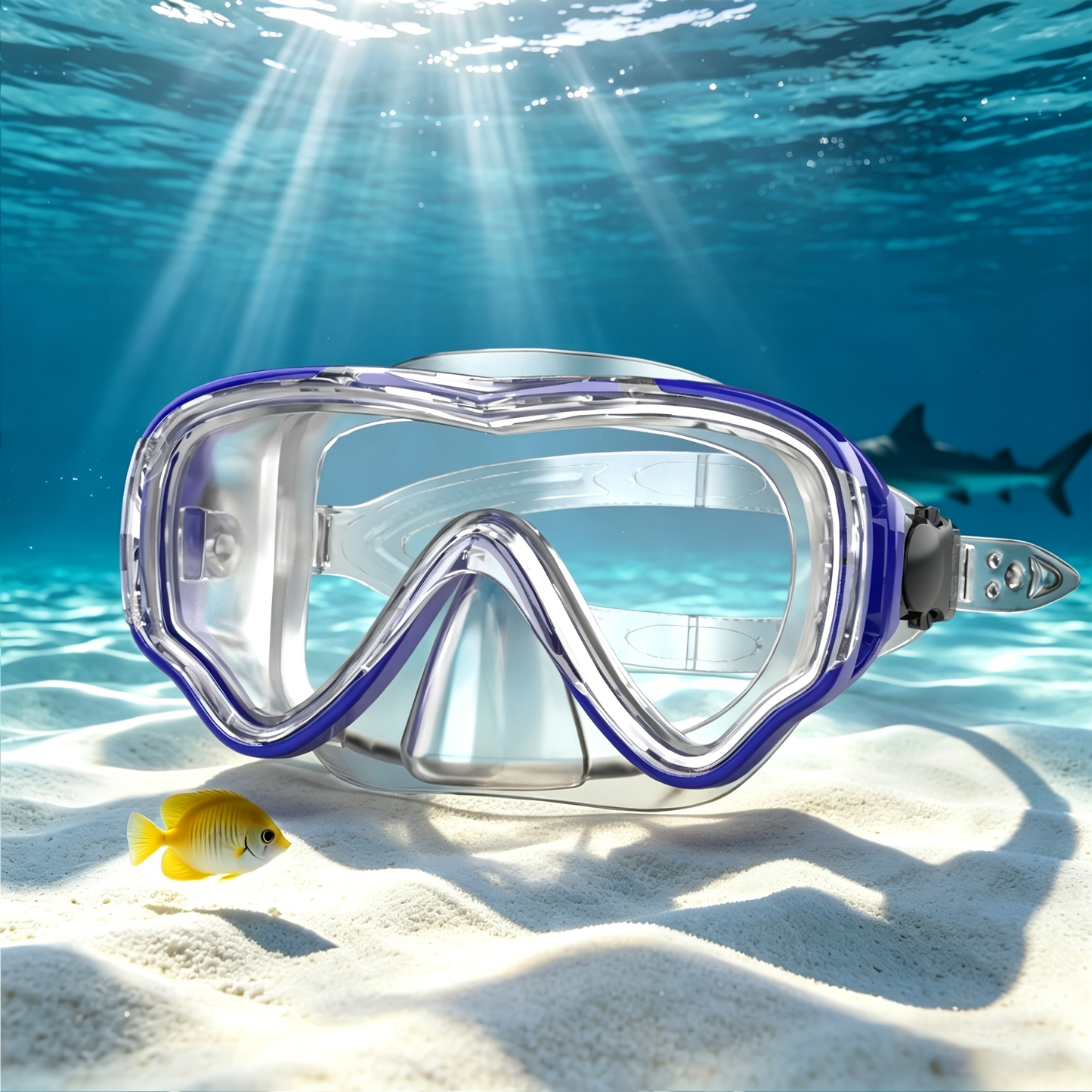 Panoramic HD Diving Mask Anti-Fog Tempered Glass Snorkel Mask with Nose Cover for Adults Youth Scuba Diving Snorkeling Swimming Pink Blue