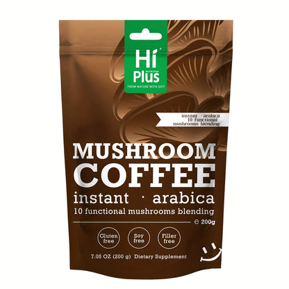 Instant Mushroom Coffee Powder 7oz with Lion's Mane Chaga Reishi Cordyceps Turkey Tail Arabica