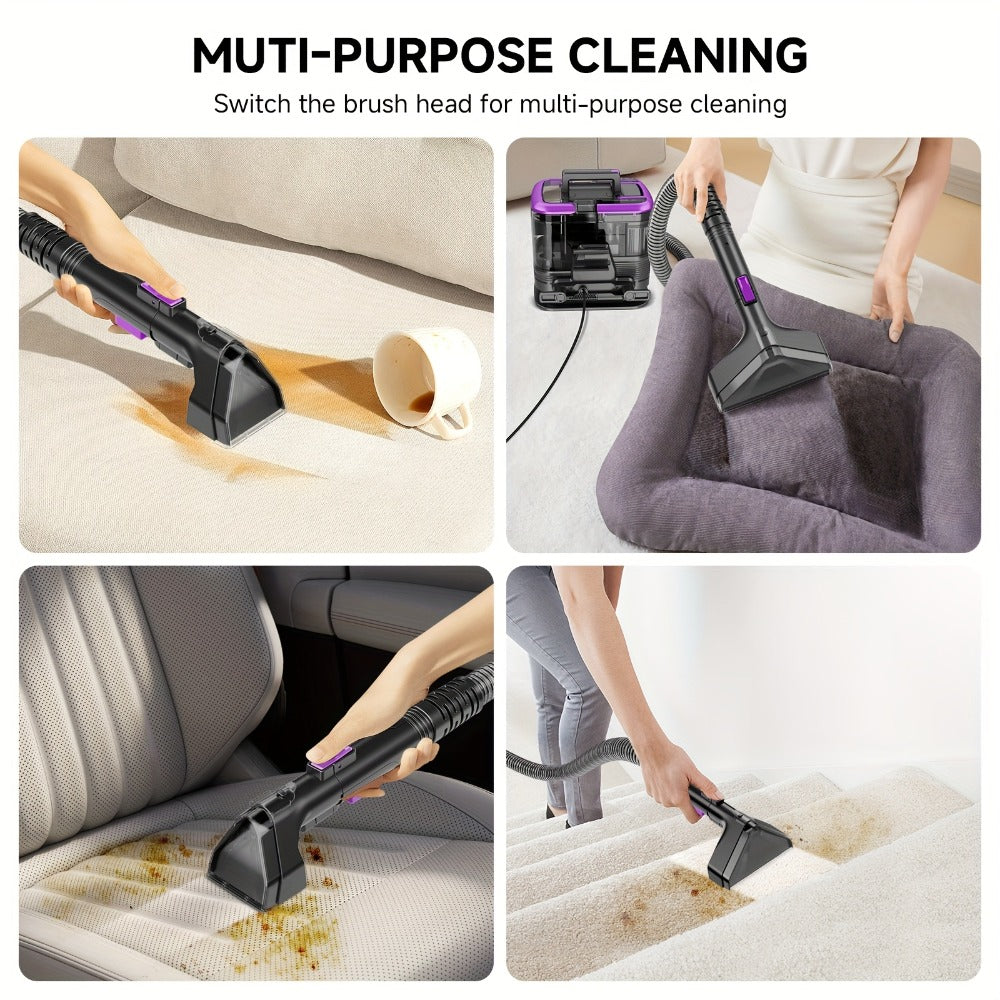 Portable Upholstery Cleaner Machine 30Kpa, Carpet & Spot Cleaner with Dual Brush Head for Deep Stain Removal on Carpet
