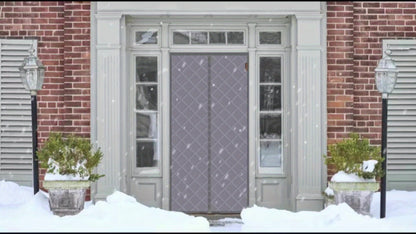 Thermal Insulated Door Curtain Magnetic Closure Knit Plaid Pattern – Windproof Insulation Blanket for Front Door, Sliding Glass