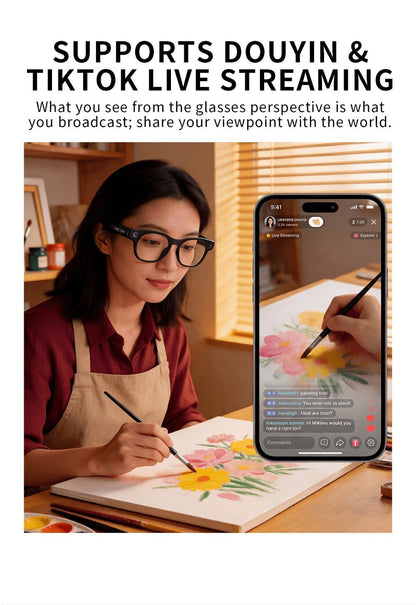 Smart Glasses with Camera and Bluetooth, 8MP Camera Eyewear with Translation, Object Recognition, Touch Control and Bluetooth Audio
