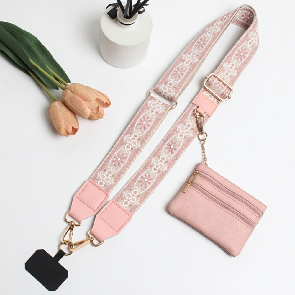 Crossbody Phone Strap Wallet Pouch with Beaded Charm Detachable Wrist with the Listed Color, Size or Set Options for Everyday Carry