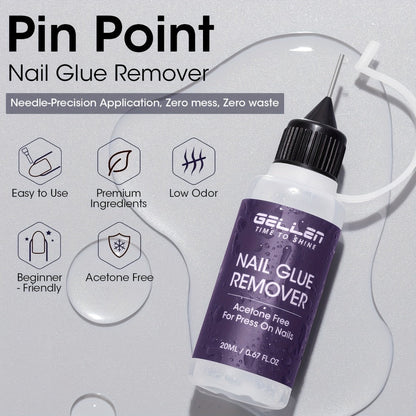 Nail Glue Remover 20ml Precision Needle Applicator Acetone Free – Fast Acting No-Mess Formula for Press On Nails Gel X Nail Tips Fake Nails
