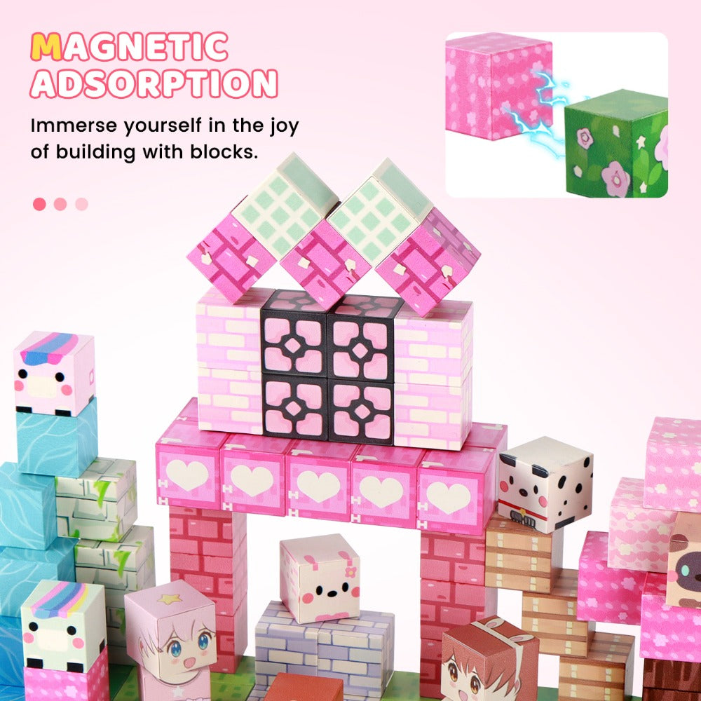 Pink Forest Park Magnetic Building Blocks 100 Piece STEM Set with the Listed Color, Size or Set Options for Everyday Use