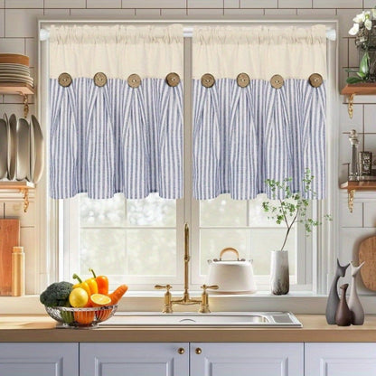 Semi Sheer Curtains Bohemian Linen Cotton Patchwork Grommet Top Window Drapes for Bedroom Living Room Kitchen Bathroom Cafe