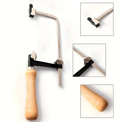 Hand Saw Kit with 12 Blades, Adjustable Jewelry Making Saw Frame, Multi-Function Manual Cutting Tool for Wood