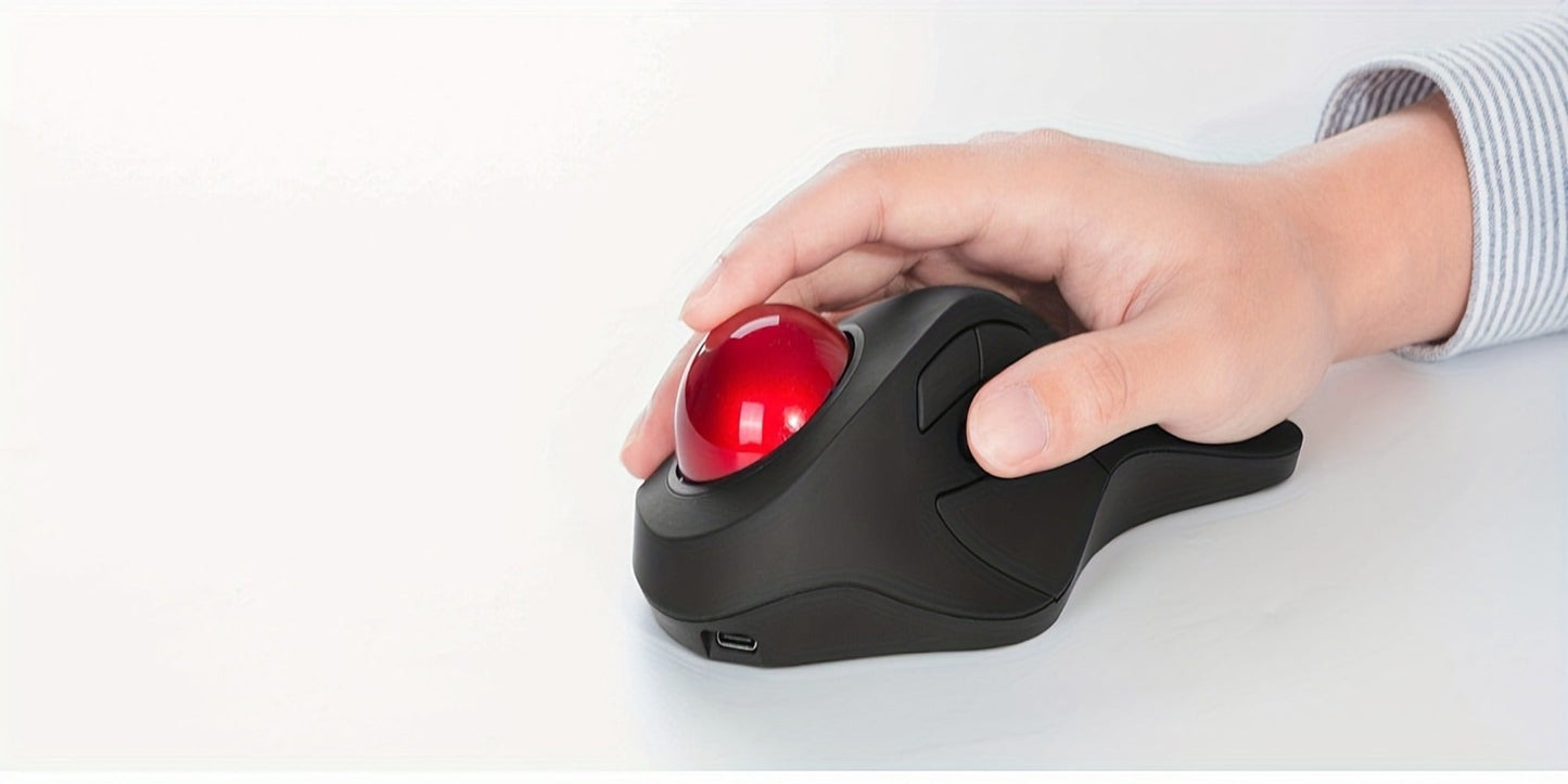 Wireless Trackball Mouse, Rechargeable Bluetooth & 2.4G, 44mm Index Finger Rollerball, 5 DPI Levels