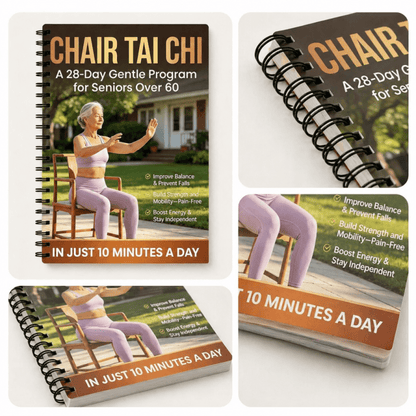 Chair Tai Chi Book for Seniors Over 60 – 28-Day Gentle Daily Program, Spiral-Bound Seated Exercise Guide for Balance Training