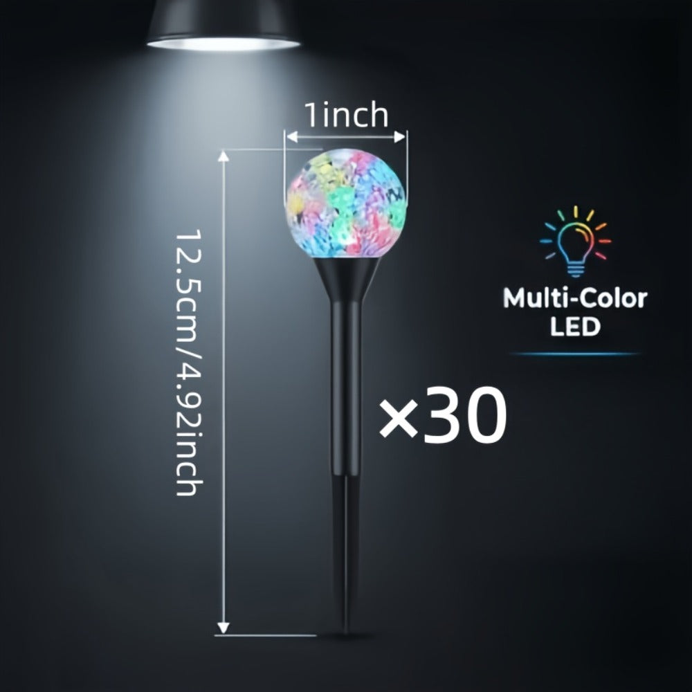 Solar Garden Light Crystal Bubble Ground Stakes 30-Pack with 8 Modes and Two Color Options