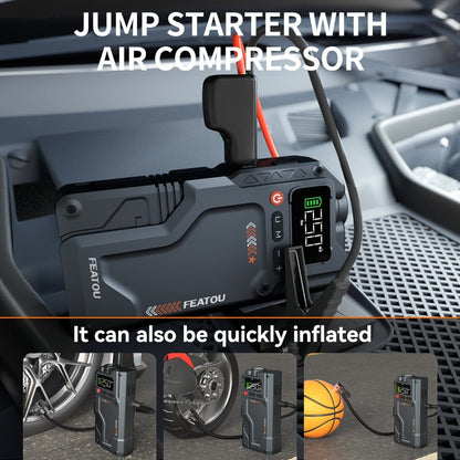 6000A/8000A Jump Starter with 150PSI Air Compressor – 7-in-1 Jump Box with Digital Tire Inflator, Portable Car Battery Charger for 12V