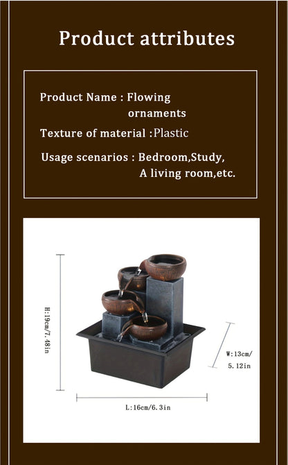 Desktop Water Fountain with LED Lights USB Powered Indoor Tabletop Waterfall Fountain for Entryways, Bedrooms and Living Spaces
