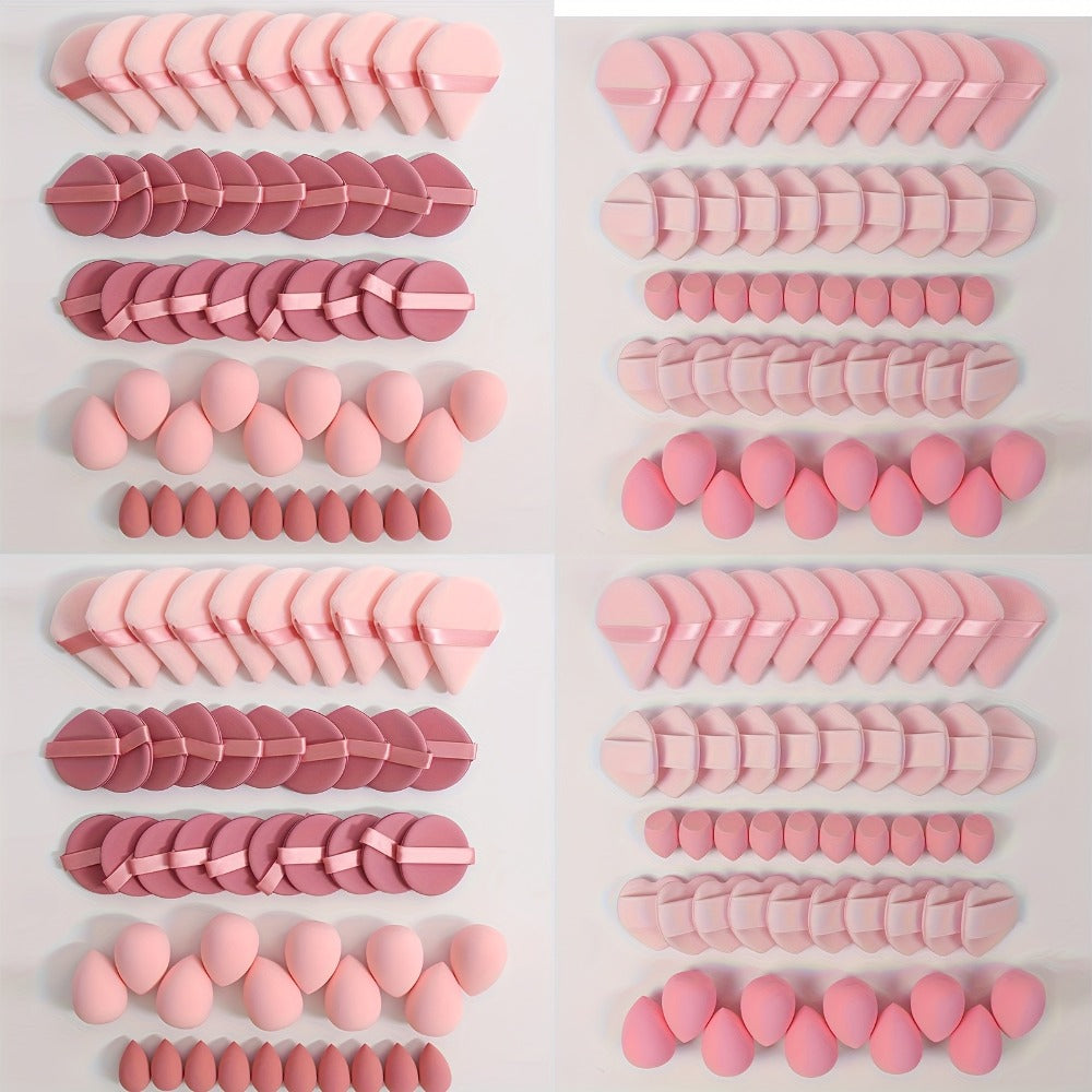 Makeup Sponge & Cushion Puff Set 50Pcs Ultra-Soft Velvet Latex-Free Blending Sponges for Liquid Foundation Concealer BB Cream Wet Dry Use