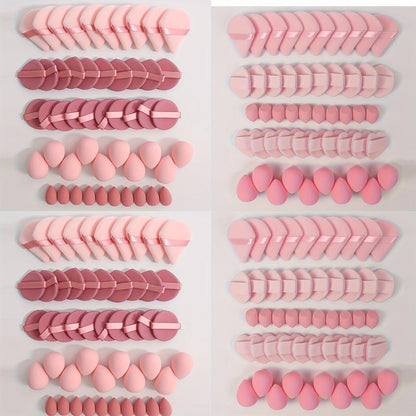 Makeup Sponge & Cushion Puff Set 50Pcs Ultra-Soft Velvet Latex-Free Blending Sponges for Liquid Foundation Concealer BB Cream Wet Dry Use