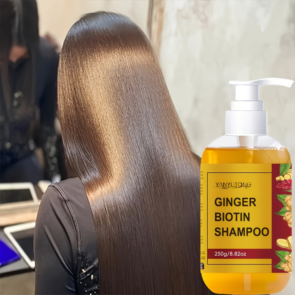 Ginger Biotin Shampoo 250g with Vitamin B7 for Hair Growth, Deep Cleansing, Anti-Breakage, Anti-Split Ends