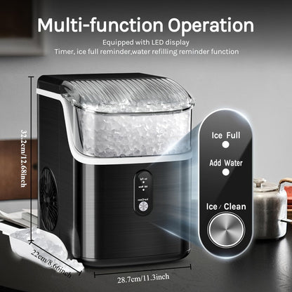 Countertop Ice Maker with 26 lb Bullet or 35 lb Nugget Ice Options, Basket, Scoop and Four Colors