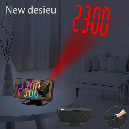 Digital Alarm Clock with LED Mirror Screen Projection Clock for Ceiling Wall Temperature Date for Entryways, Bedrooms and Living Spaces