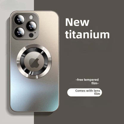Phone Case Frosted Tempered Glass and TPU Cover with Integrated Lens Film for Select iPhones