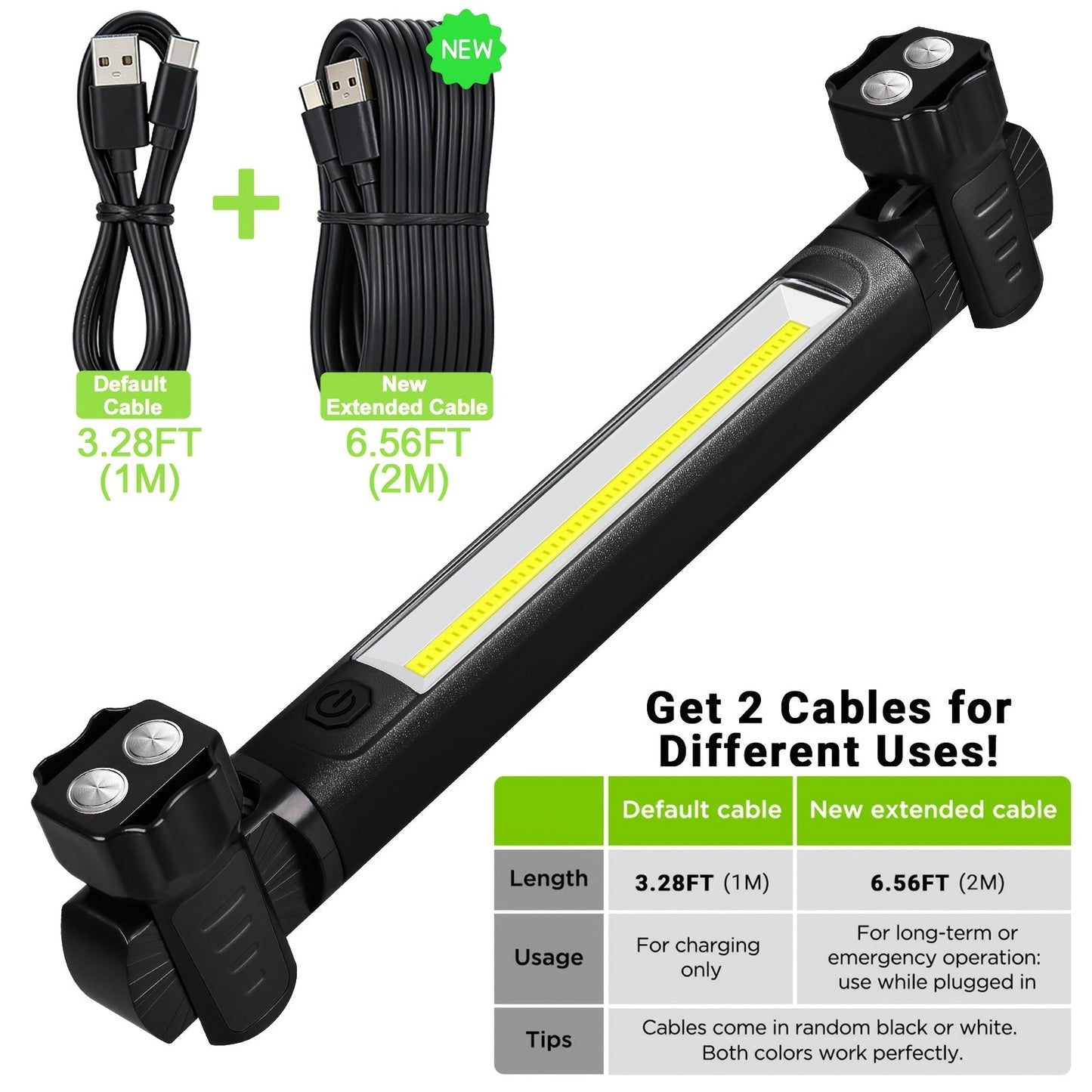 LED Work Light 2500LM Rechargeable Magnetic Underhood Inspection Light with 5200mAh Battery & Hooks