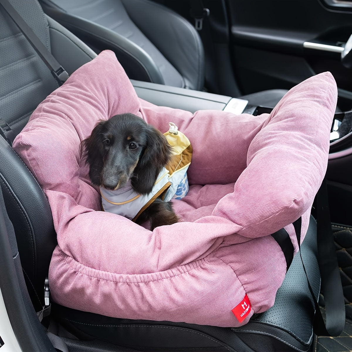 Dog Car Seat Carrier Booster with Safety Harness – Pet Travel Seat for Dogs & Cats, Handheld & Shoulder Strap, Fits Front & Back Seat