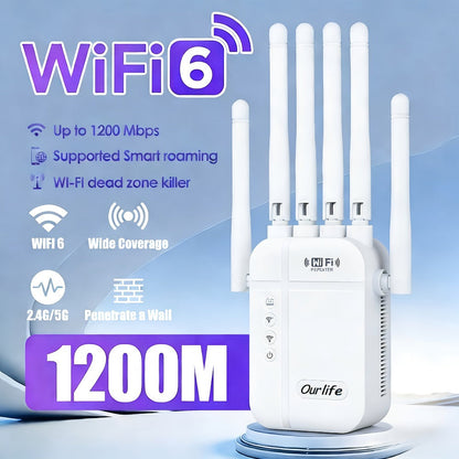 CP3600 WiFi Repeater Signal Booster 2.4GHz Wide Coverage, One-Button WPS Setup, Flexible Antenna Rotation