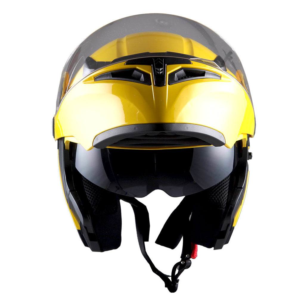 Motorcycle Helmet Modular Flip-Up Full-Face Shell with Dual Visors, S-XL Sizes and Arrow, Storm or Glossy Styles