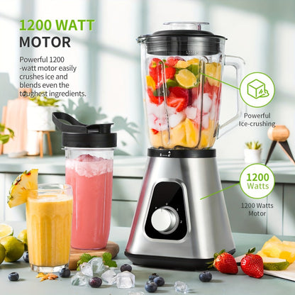 Countertop Blender 52oz Glass Jar & 22oz Portable Cup - 3-Speed Smoothie Juicer for Kitchen, Frozen Fruit