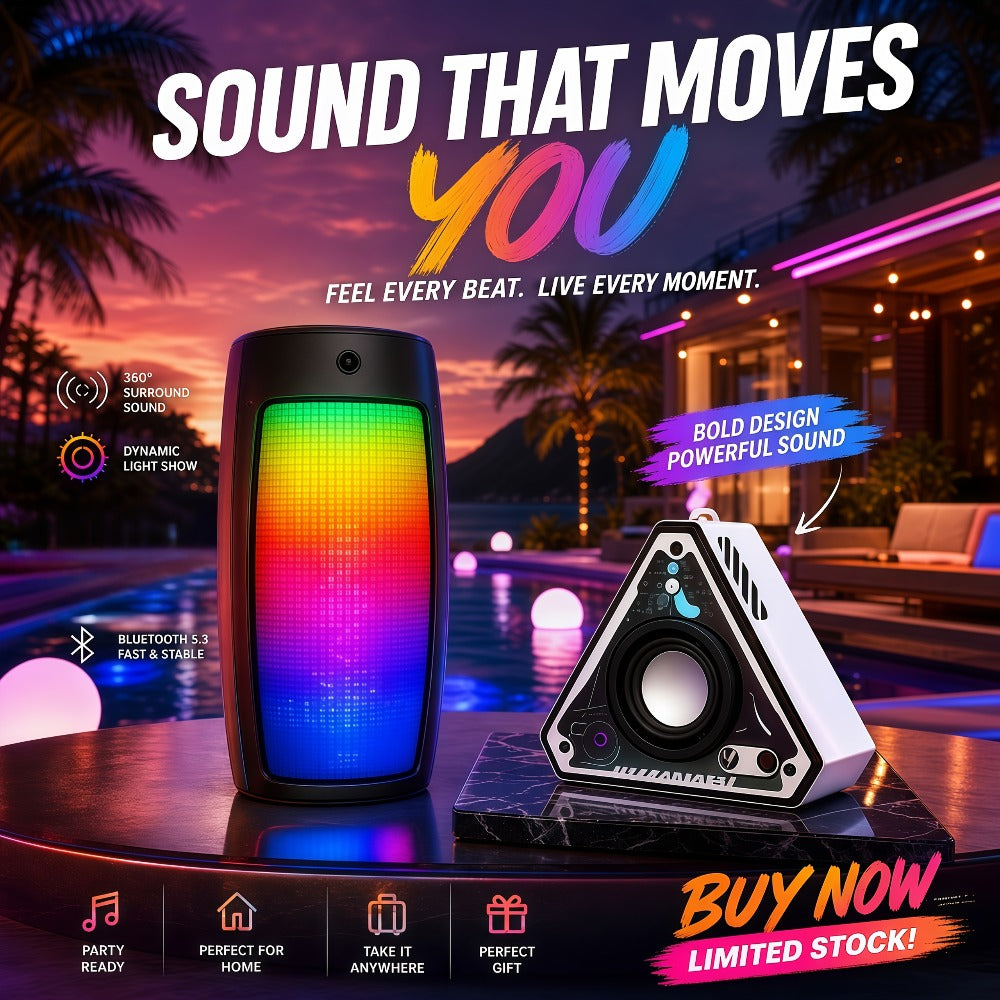 Portable Bluetooth Speaker Triangular Rechargeable Model with Subwoofer and Six available choices Options