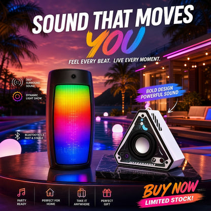 Portable Bluetooth Speaker Triangular Rechargeable Model with Subwoofer and Six available choices Options