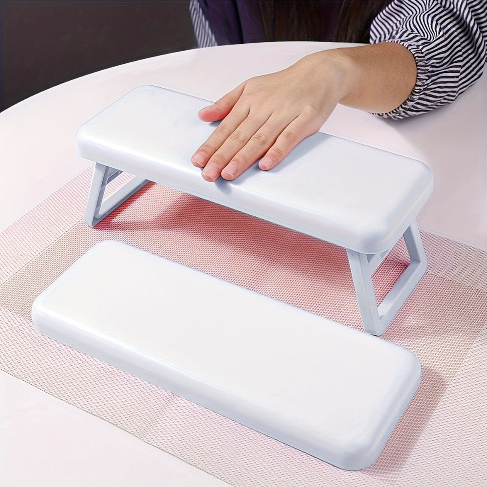 Folding Nail Armrest Hand Rest for Nail Technicians – Cushioned Wrist Support Pillow Bracket, Portable Manicure Table Stand