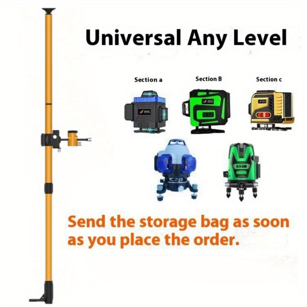 Laser Level Pole Telescopic Grade Rod 11FT/19FT Adjustable Support Staff with 1/4"-20 Mount & 5/8"-11 Adapter for Rotary Line Laser Leveling