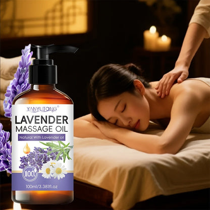 Lavender Massage Oil for Body 3.38oz – Natural Nourishing & Hydrating Formula for All Skin Types, Calming Aromatherapy, Couples Massage Oil