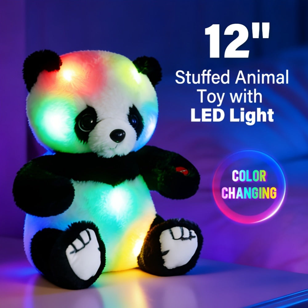 Light Up Panda Stuffed Animal Plush Toy 8 & 12 Inch with LED Glow, Cute Panda Bear Hugging Toy
