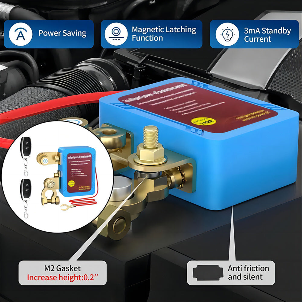 Battery Disconnect Switch Remote 12V 24V 240A – Wireless Kill Switch Auto Cut-Off Magnetic Relay, Anti-Drain Anti-Theft for Car Truck RV ATV