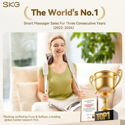Wearable Neck & Shoulder Massager with Heat, 6D Bionic Hand Kneading Trapezius Massager, 9 Modes 3 Intensities 40-45°C Heat