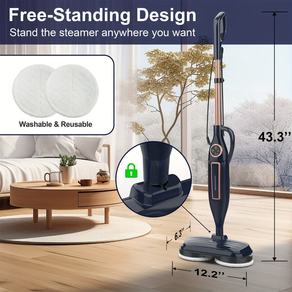 Steam Mop 10-in-1 Spinning Rotating Mop Pads with Steam Blaster Technology - 3 Steam Modes, LED Headlights