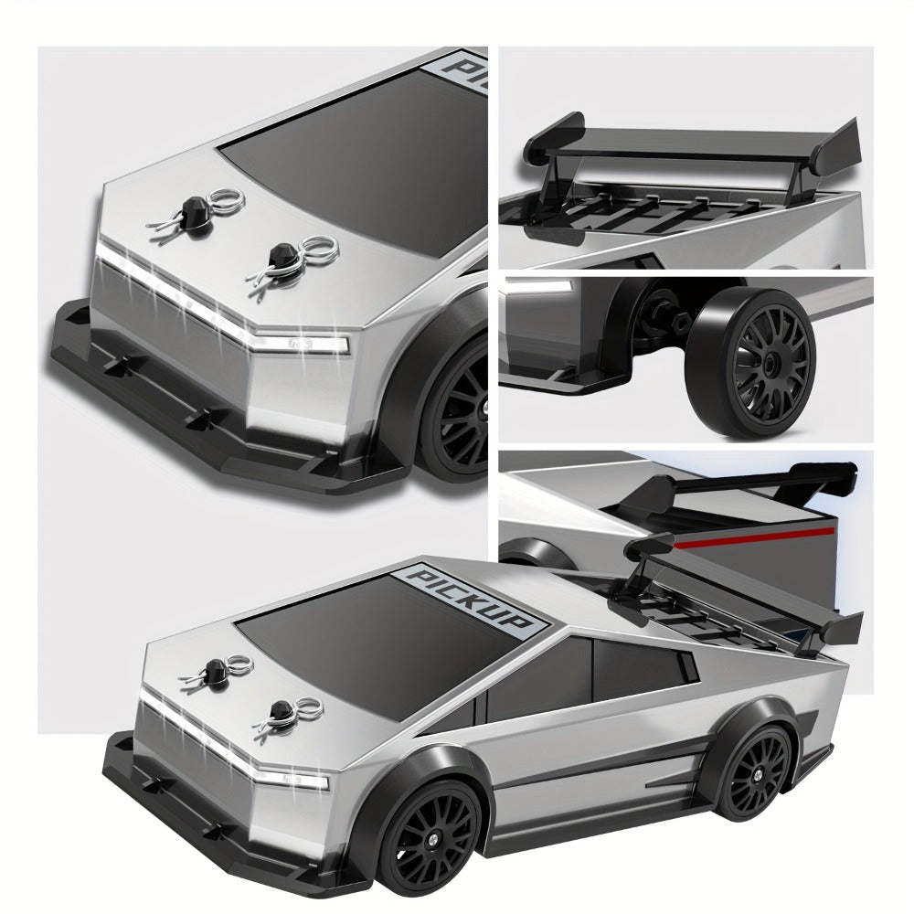 Remote Control Car, DeLorean-Style 1:24 4WD Drift Model with LED Lights, Racing Tires and Two Color Options