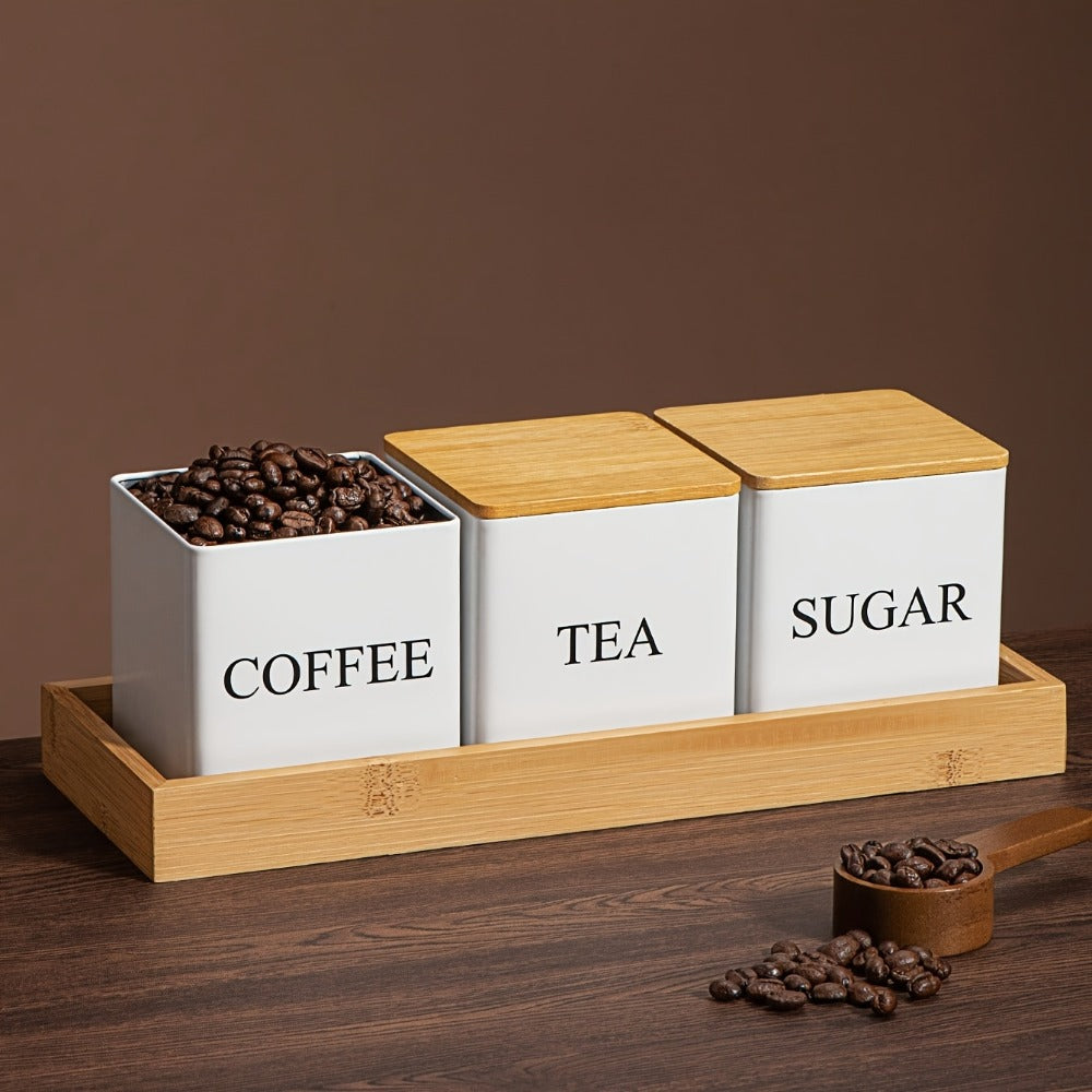 Black & White Ceramic Storage Jars Set of 3 – Airtight Kitchen Canisters for Coffee Beans, Tea, Sugar & Spices