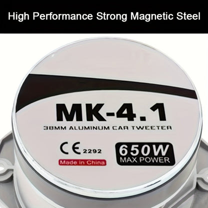 4 Inch Bullet Tweeter 600W Aluminum Frame – 6 Ohm Chrome HiFi Super Tweeter for Car Audio System, Stereo High-Frequency Speaker