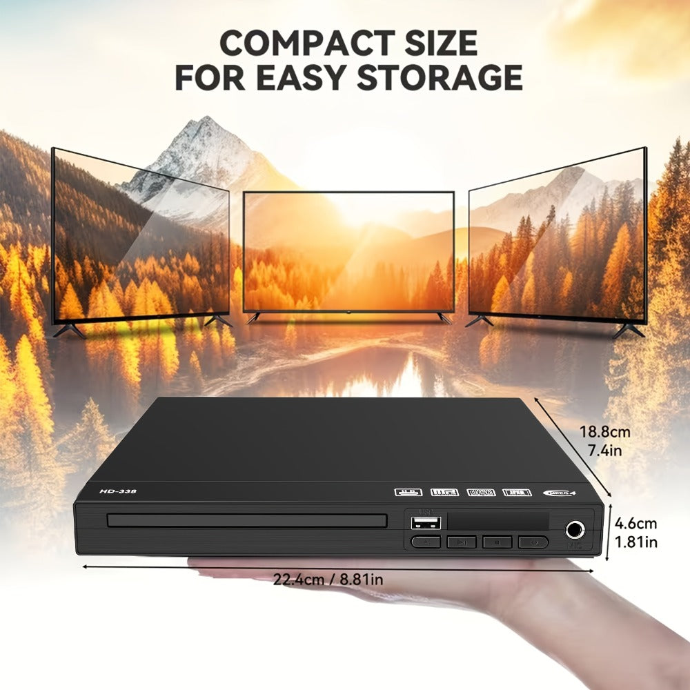 Black HDMI DVD Player with USB Port, HDMI and RCA Outputs, Remote Control and Both Cables Included