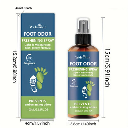 Foot & Shoe Deodorant Spray - Odor Control & Freshness, Quick-Absorbing Non-Greasy Formula, 100ml/3.52fl.oz