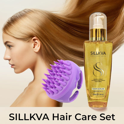 Moroccan Argan Oil Hair & Skin Treatment with Applicator Brush 2.4oz - Anti Frizz Smoothing for Bath Time, Home Spa and Personal Care