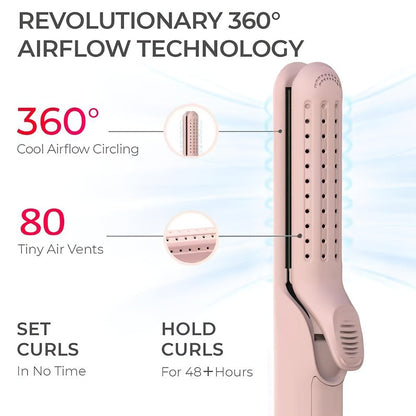 Two-in-One Airflow Hair Styler with Curved Plates, Five Temperature Settings and Pink or Black Finish