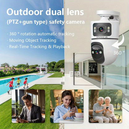 Security Camera 4K Dual-Lens Model with 2160P Video, Dual-Band WiFi, Color Night Vision and Tamper Detection
