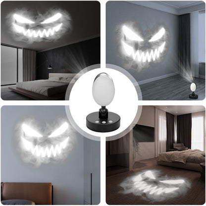 Smoke Face Projection Lamp Color-Changing LED Night Light, 360° Rotatable Ambiance Projector, Adjustable Brightness
