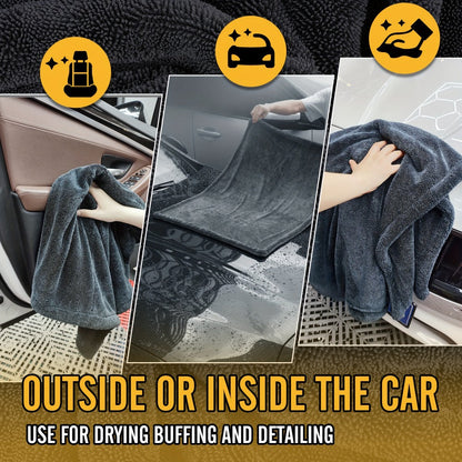 Car Drying Towel in 24 x 36-Inch 1500 GSM Edgeless Microfiber, Available as One or Two Pieces