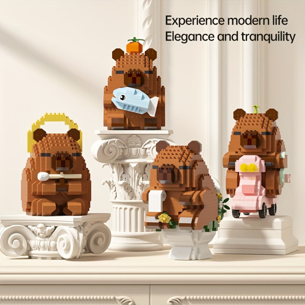 Capybara Micro Brick Building Set 562pcs Collector Edition – Miniature DIY Assembly Desk Decor Stress Relief Toy for Kids Teens Adults