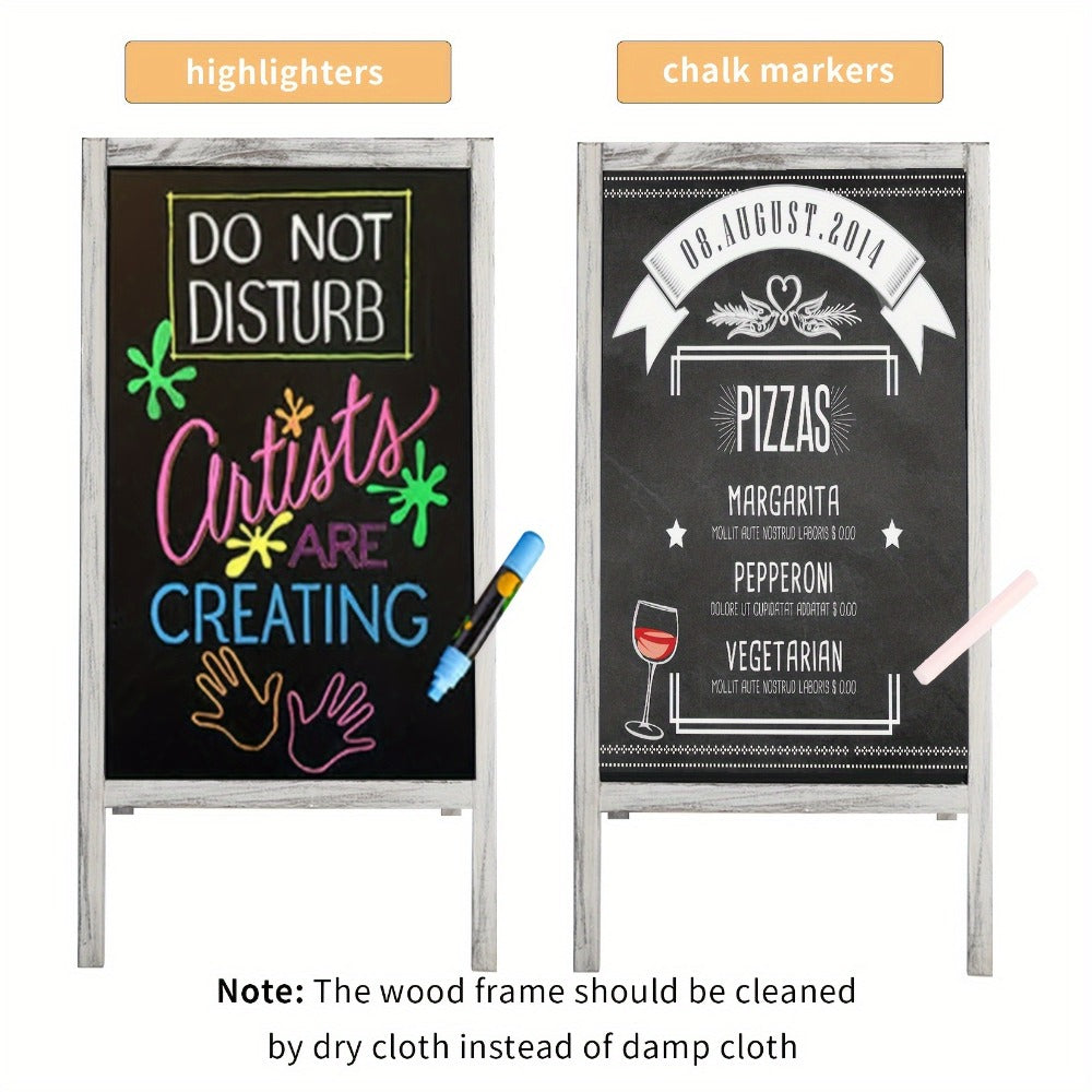 A-Frame Chalkboard Sign Double Sided Magnetic Wooden Standing Blackboard Menu Display Board for Entryways, Bedrooms and Living Spaces
